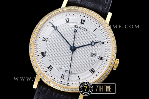 Breguet Classique 5177 White Guilloche Dial with Roman Numerals 18K Yellow Gold