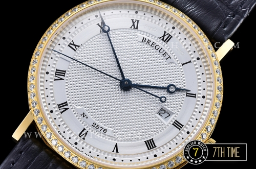 Breguet Classique 5177 White Guilloche Dial with Roman Numerals 18K Yellow Gold
