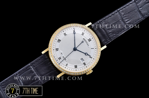 Breguet Classique 5177 White Guilloche Dial with Roman Numerals 18K Yellow Gold