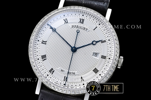 Breguet Classique 5177 White Guilloche Dial with Roman Numerals Solid Stainless Steel