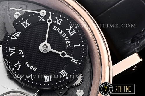 Breguet Tradition 7057BR Black Guilloche Skeletonal Dial with Roman Numerals 18K Rose Gold Thick Plated