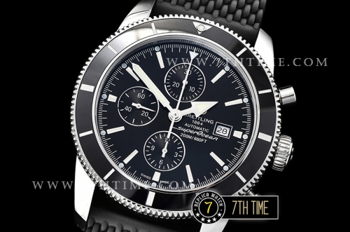 Breitling SuperOcean Heritage II Chrono Black Dial  with Stick Markers Asia Valjoux 7750