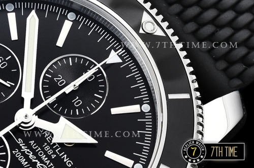 Breitling SuperOcean Heritage II Chrono Black Dial  with Stick Markers Asia Valjoux 7750