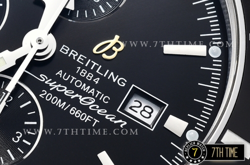 Breitling SuperOcean Heritage II Chrono Black Dial  with Stick Markers Asia Valjoux 7750