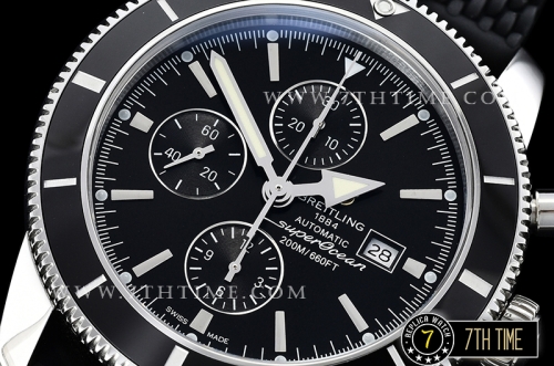 Breitling SuperOcean Heritage II Chrono Black Dial  with Stick Markers Asia Valjoux 7750