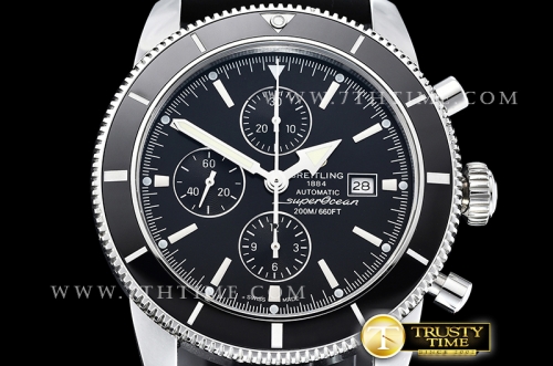 Breitling SuperOcean Heritage II Chrono Black Dial  with Stick Markers Asia Valjoux 7750