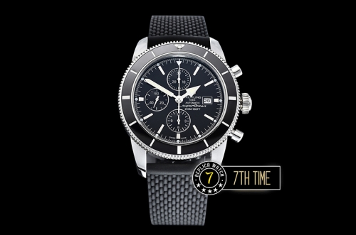 Breitling SuperOcean Heritage II Chrono Black Dial  with Stick Markers Asia Valjoux 7750