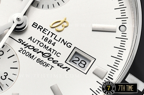 Breitling SuperOcean Heritage II Chrono White Dial with Stick Markers Black Ceramic Material Bezel Asia Valjoux 7750