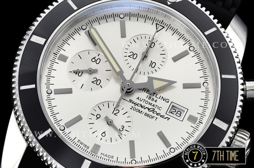Breitling SuperOcean Heritage II Chrono White Dial with Stick Markers Black Ceramic Material Bezel Asia Valjoux 7750