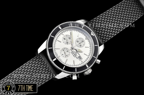 Breitling SuperOcean Heritage II Chrono White Dial with Stick Markers Black Ceramic Material Bezel Asia Valjoux 7750
