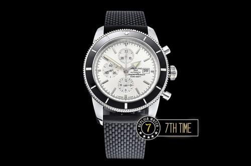 Breitling SuperOcean Heritage II Chrono White Dial with Stick Markers Black Ceramic Material Bezel Asia Valjoux 7750