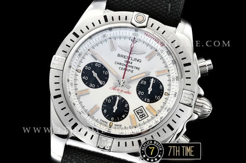 Breitling Chronomat Airborne White Dial with Black Subdials & Stick Markers Nylon Clad Leather Strap
