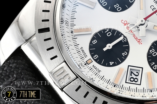 Breitling Chronomat Airborne White Dial with Black Subdials & Stick Markers Nylon Clad Leather Strap