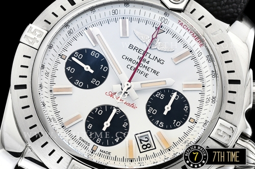 Breitling Chronomat Airborne White Dial with Black Subdials & Stick Markers Nylon Clad Leather Strap