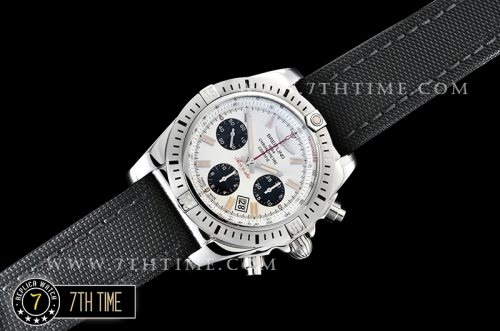 Breitling Chronomat Airborne White Dial with Black Subdials & Stick Markers Nylon Clad Leather Strap
