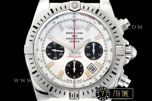 Breitling Chronomat Airborne White Dial with Black Subdials & Stick Markers Nylon Clad Leather Strap