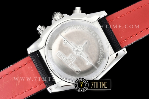 Breitling Chronomat Airborne Black Dial with Silver Tone Subdials & Stick Markers Nylon Clad Leather Strap