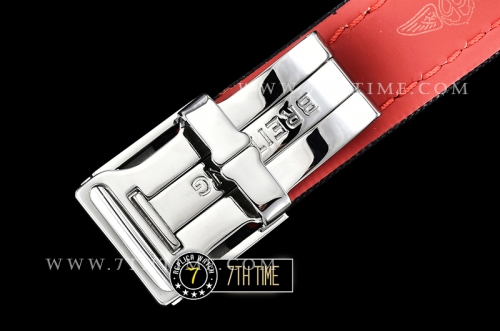 Breitling Chronomat Airborne Black Dial with Silver Tone Subdials & Stick Markers Nylon Clad Leather Strap