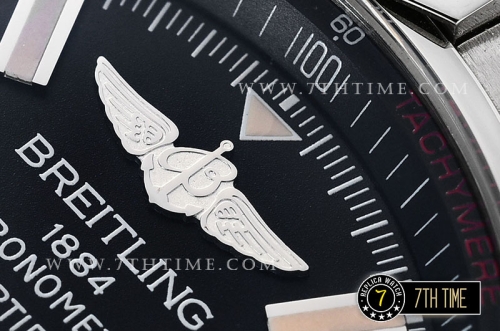 Breitling Chronomat Airborne Black Dial with Silver Tone Subdials & Stick Markers Nylon Clad Leather Strap