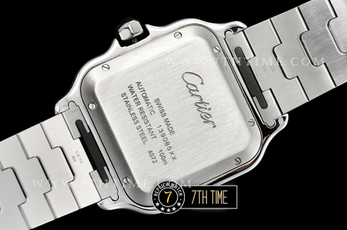 Cartier Santos White Dial with Black Roman Numeral Markers Solid Stainless Steel