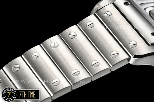 Cartier Santos White Dial with Black Roman Numeral Markers Solid Stainless Steel