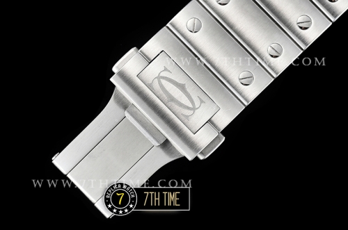 Cartier Santos White Dial with Black Roman Numeral Markers Solid Stainless Steel