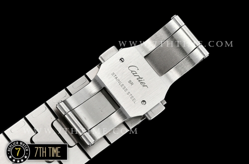 Cartier Santos White Dial with Black Roman Numeral Markers Solid Stainless Steel