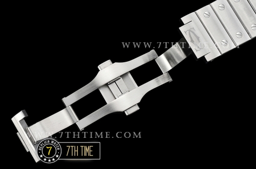 Cartier Santos White Dial with Black Roman Numeral Markers Solid Stainless Steel
