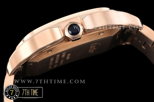 Cartier Santos White Dial with Black Roman Numeral Markers 18K Rose Gold Thick Plated Case and Bracelet