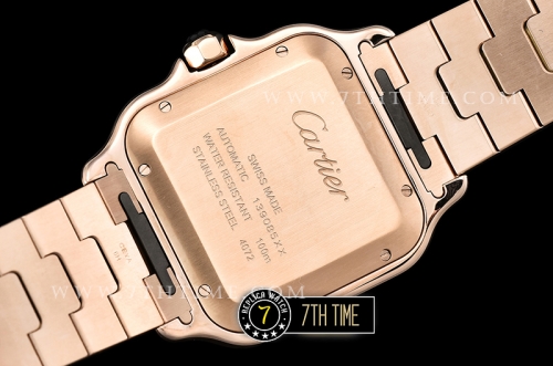 Cartier Santos White Dial with Black Roman Numeral Markers 18K Rose Gold Thick Plated Case and Bracelet