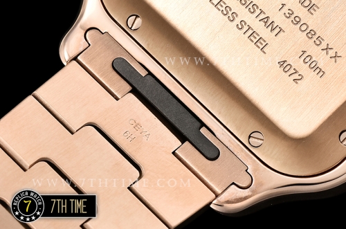 Cartier Santos White Dial with Black Roman Numeral Markers 18K Rose Gold Thick Plated Case and Bracelet