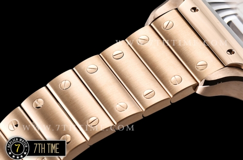 Cartier Santos White Dial with Black Roman Numeral Markers 18K Rose Gold Thick Plated Case and Bracelet