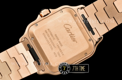 Cartier Santos White Dial with Black Roman Numeral Markers 18K Rose Gold Thick Plated Case and Bracelet