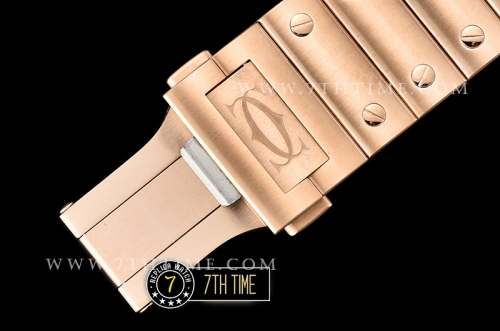 Cartier Santos White Dial with Black Roman Numeral Markers 18K Rose Gold Thick Plated Case and Bracelet