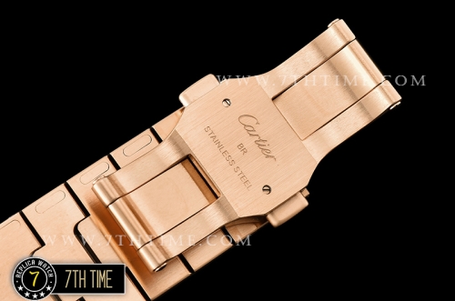 Cartier Santos White Dial with Black Roman Numeral Markers 18K Rose Gold Thick Plated Case and Bracelet