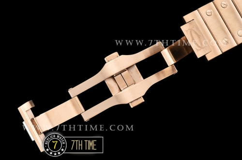 Cartier Santos White Dial with Black Roman Numeral Markers 18K Rose Gold Thick Plated Case and Bracelet