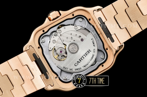 Cartier Santos White Dial with Black Roman Numeral Markers 18K Rose Gold Thick Plated Case and Bracelet