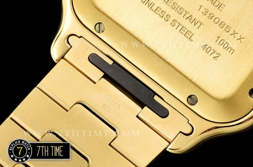 Cartier Santos White Dial with Black Roman Numeral Markers 18K Yellow Gold Thick Plated Case and Bracelet