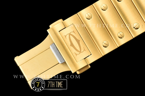 Cartier Santos White Dial with Black Roman Numeral Markers 18K Yellow Gold Thick Plated Case and Bracelet
