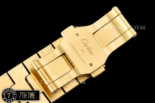 Cartier Santos White Dial with Black Roman Numeral Markers 18K Yellow Gold Thick Plated Case and Bracelet