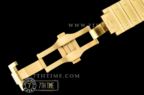 Cartier Santos White Dial with Black Roman Numeral Markers 18K Yellow Gold Thick Plated Case and Bracelet