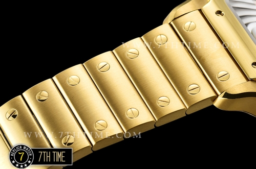 Cartier Santos White Dial with Black Roman Numeral Markers 18K Yellow Gold Thick Plated Case and Bracelet