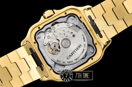 Cartier Santos White Dial with Black Roman Numeral Markers 18K Yellow Gold Thick Plated Case and Bracelet