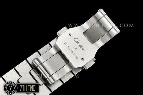 Cartier Santos White Dial with Black Roman Numeral Markers Two Tone 18K Rose Gold Thick Plated Case and Bracelet