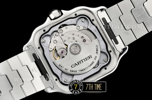 Cartier Santos White Dial with Black Roman Numeral Markers Two Tone 18K Rose Gold Thick Plated Case and Bracelet