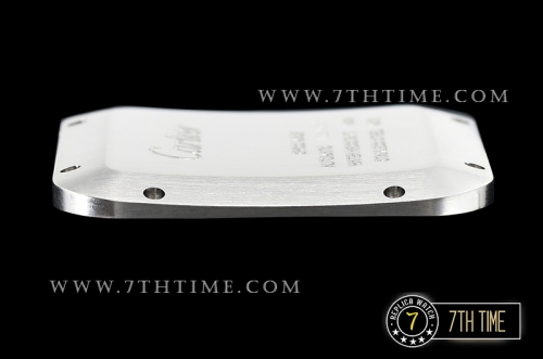Cartier Santos White Dial with Black Roman Numeral Markers Yellow Gold Plated Bezel Brown Croc Embossed Print Calf Leather Strap