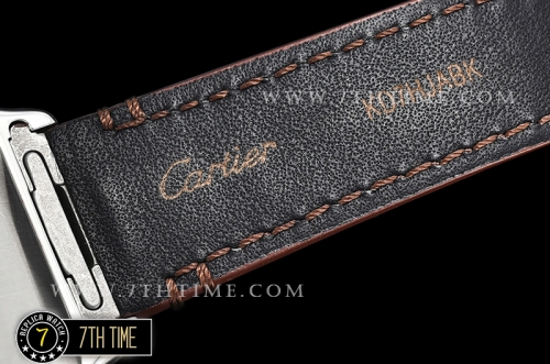 Cartier Santos 35mm White Dial with Black Roman Numeral Markers Rose Gold Plated Bezel Brown Croc Embossed Print Calf Leather Strap