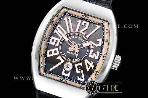 Franck Muller Vanguard V45 Series Silver Grey Textured Dial with Lume Numeral Markers