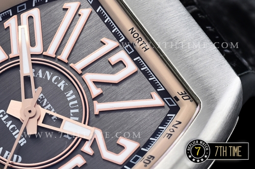 Franck Muller Vanguard V45 Series Silver Grey Textured Dial with Lume Numeral Markers