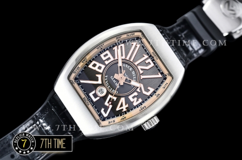 Franck Muller Vanguard V45 Series Silver Grey Textured Dial with Lume Numeral Markers